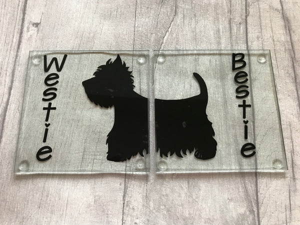 Westie Bestie Glass Coaster Set (Set of 2)