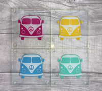 Set of 4 Campervan Glass Coaster