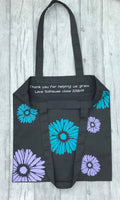 Teacher Appreciation, Personalised Flower Tote bag. Teacher, end of term, thank you  gift